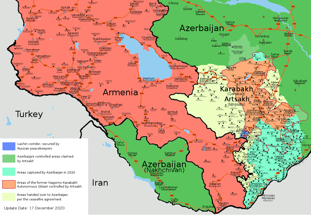 nagorno karabakh war map 2020
