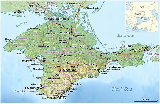 Physical map of the Crimea