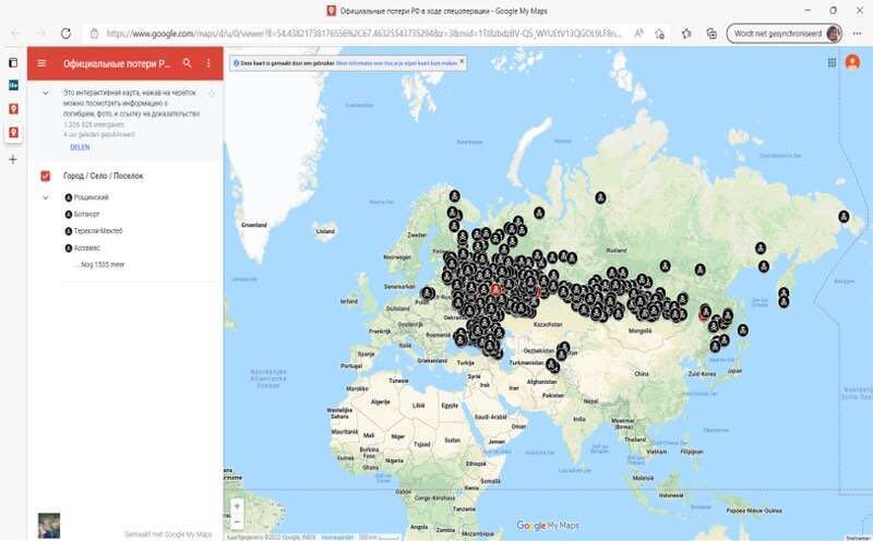 google maps gesneuvelden oorlog 2022