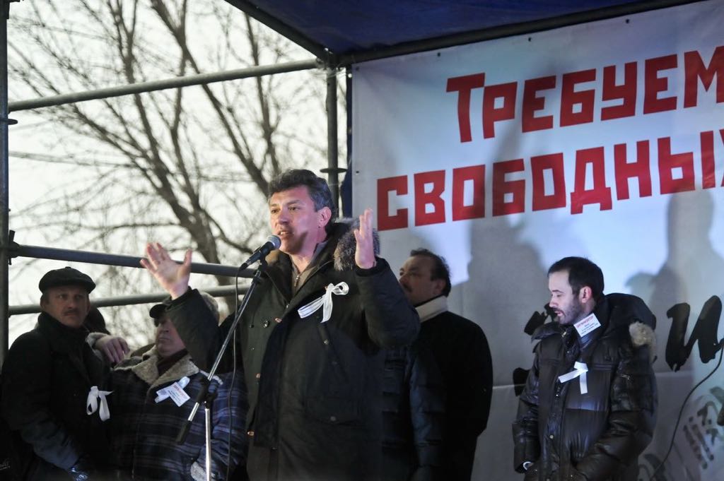 Boris Nemtsov at the Moscow rally at the Bolotnaya square 10 Dec 2011