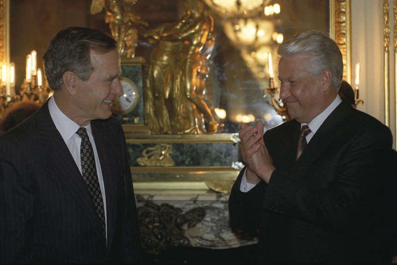 president george h. w. bush and russian president boris yeltsin