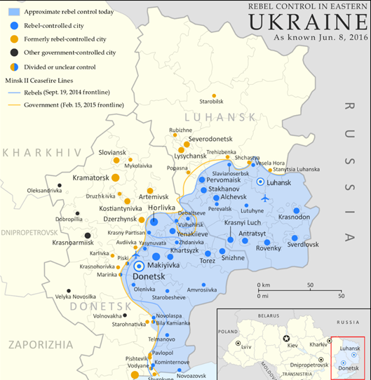 oekraine donbas industrie kaart rebellen mvd