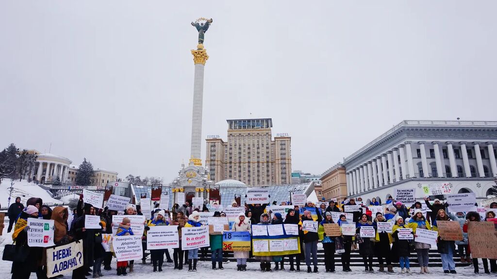 protest tegen mobilisatie foto Kyiv Independent